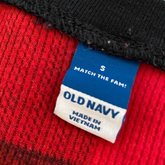 Old Navy Thermal Knit One-Piece Pajama Women's Sz L Red Black Plaid Cozy Buttons - Picture 15 of 16